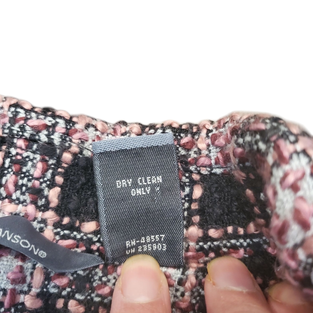 Black and Pink Tweed Pastel Blazer with Tailored Silhouette Size 4 - Picture 9 of 9